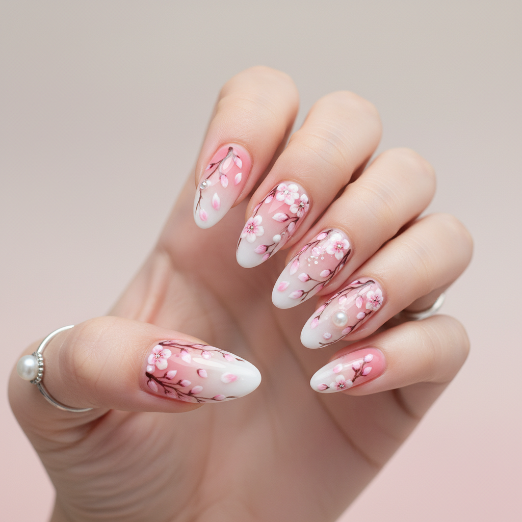 Cherry blossom nail art